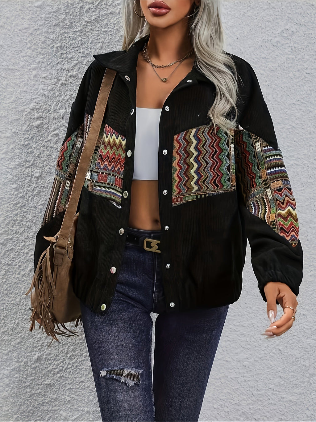 Patchwork Statement Jacket – Casual Wear, Fashion Forward
