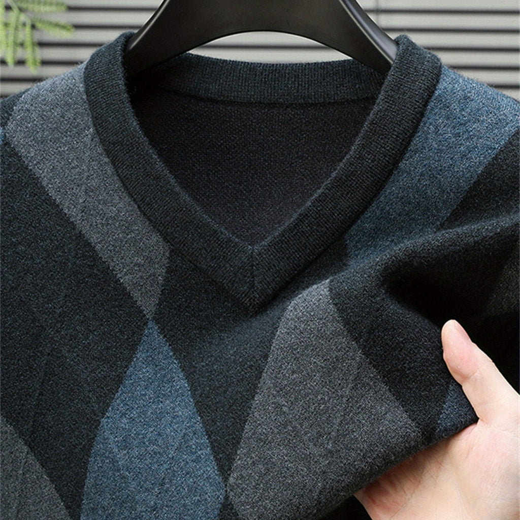 Argyle V-Neck Sweater | Classic Style – Casual Wear, Office Attire