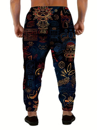 Men's Printed Joggers – Navy & Gold