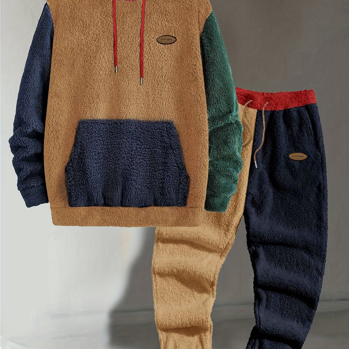 Cozy Color-Block Two-Piece Set – Casual Wear, Comfortable Style