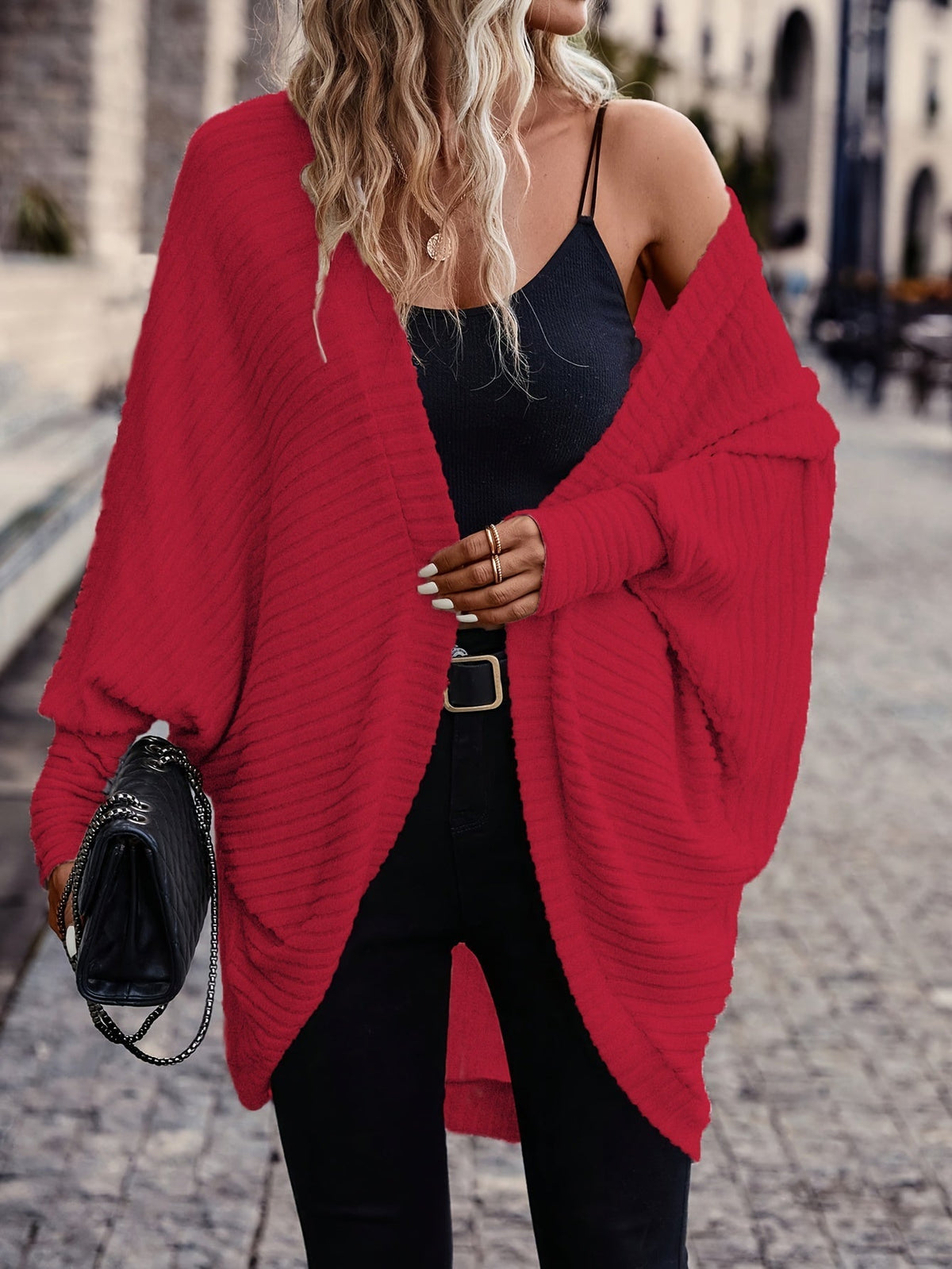Relaxed Open-Front Cardigan – Casual Wear, Layering