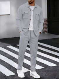 Men's Two-Piece Button-Front Set with Drawstring Trousers