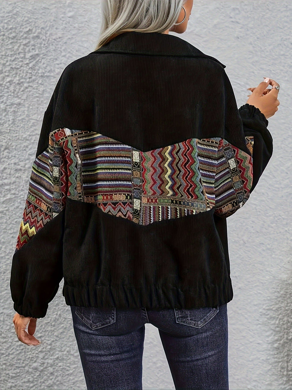 Patchwork Statement Jacket – Casual Wear, Fashion Forward