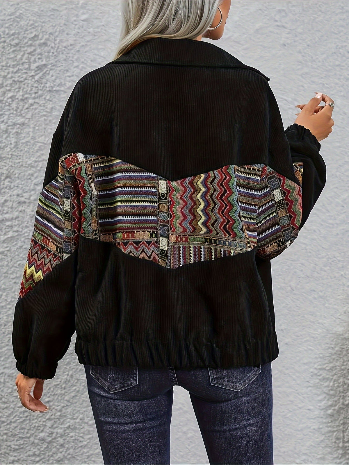 Patchwork Statement Jacket – Casual Wear, Fashion Forward