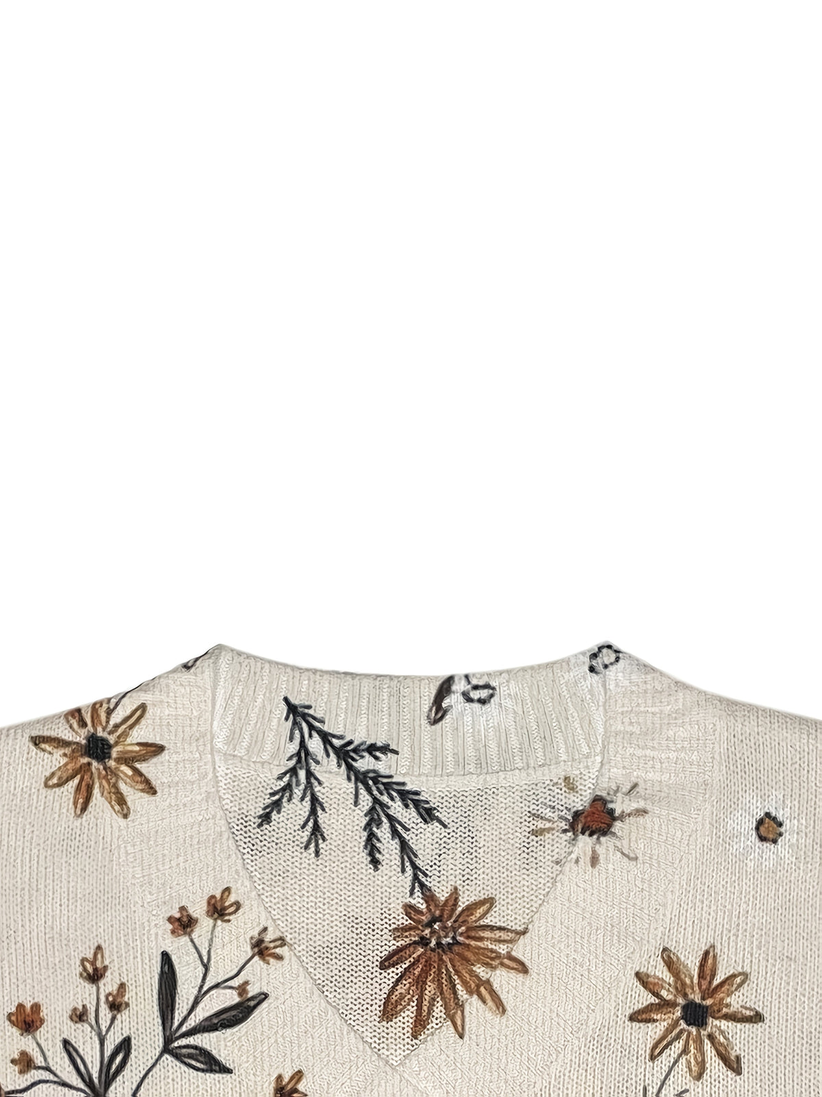 Floral V-Neck Sweater – Casual Wear, Everyday Style