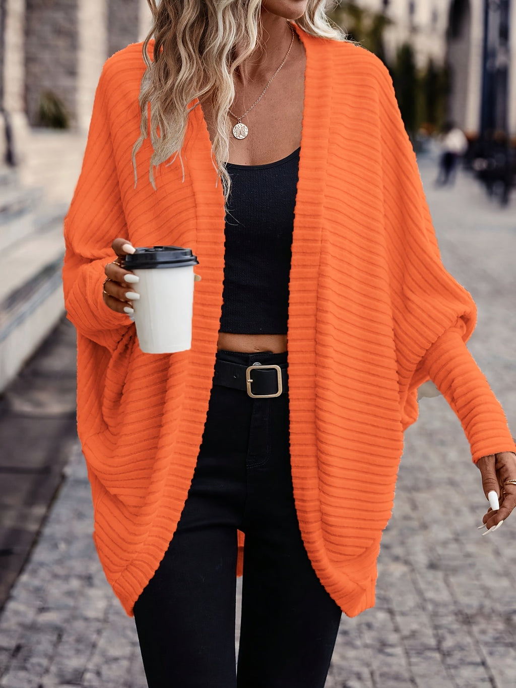 Relaxed Open-Front Cardigan – Casual Wear, Layering