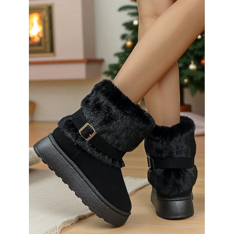 Cozy Fur-Trimmed Snow Boots – Winter Wear, Outdoor Adventures