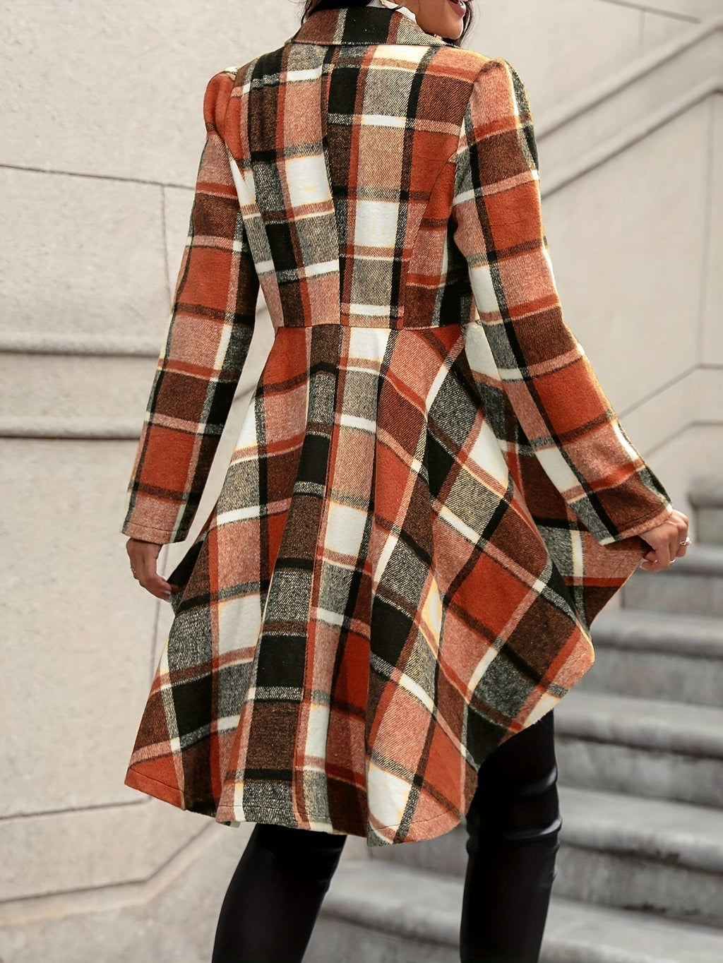 Draped Plaid Jacket – Casual Wear, Stylish Layering