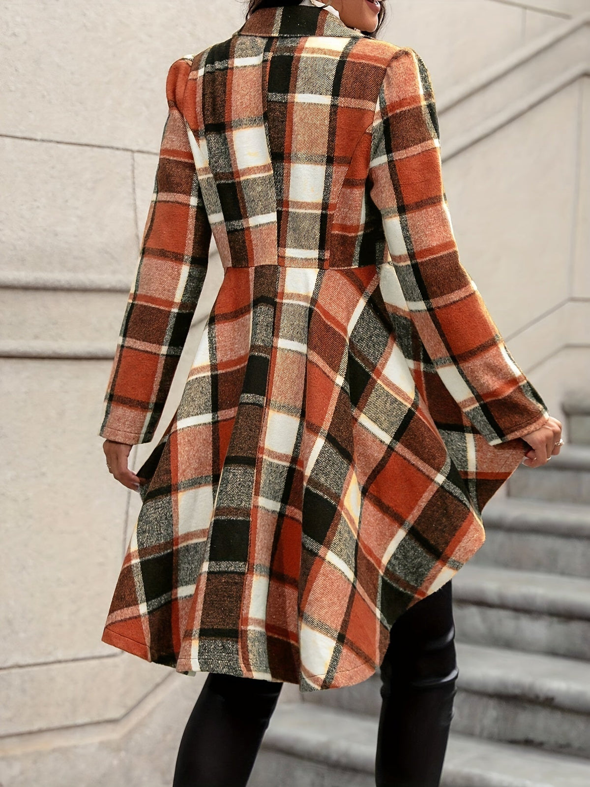 Draped Plaid Jacket – Casual Wear, Stylish Layering