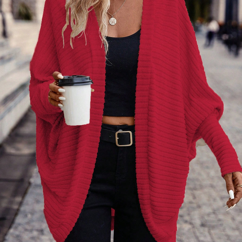 Relaxed Open-Front Cardigan – Casual Wear, Layering