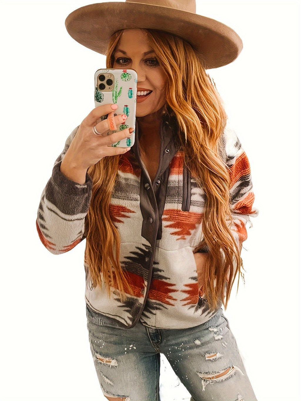 Patterned Snap-Front Jacket – Casual Wear, Stylish Layering