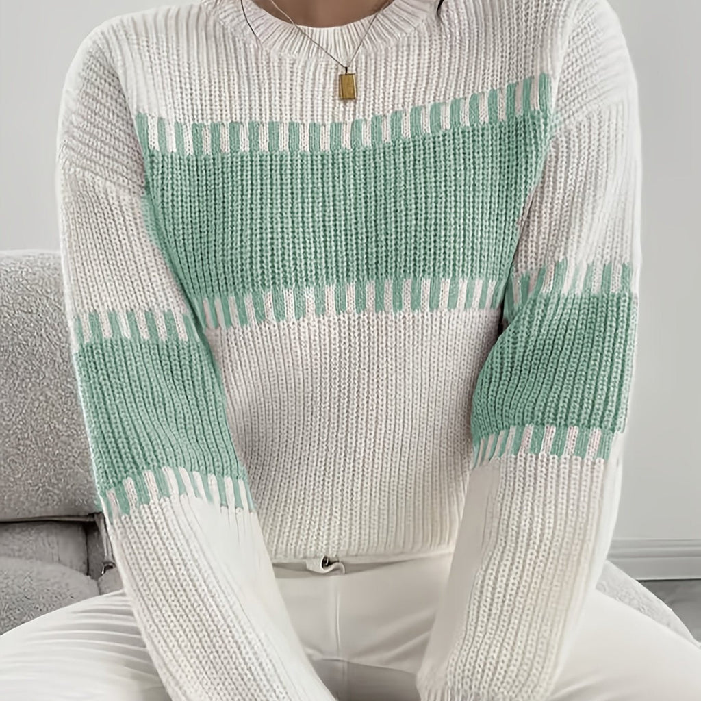 Colour-Block Striped Sweater – Casual Wear, Everyday Style