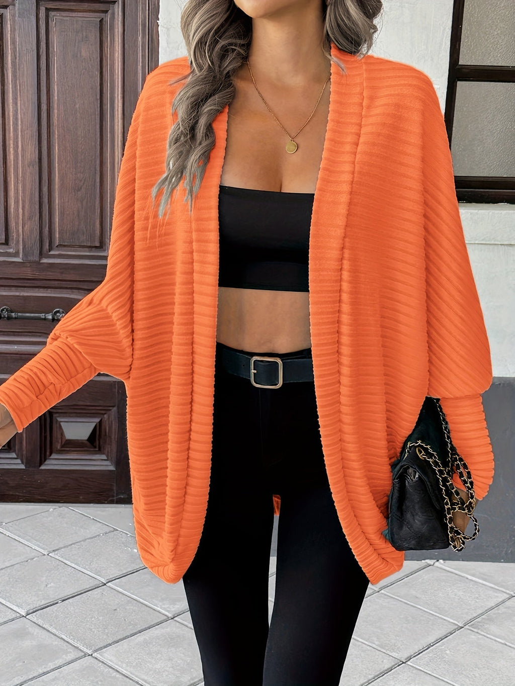 Relaxed Open-Front Cardigan – Casual Wear, Layering