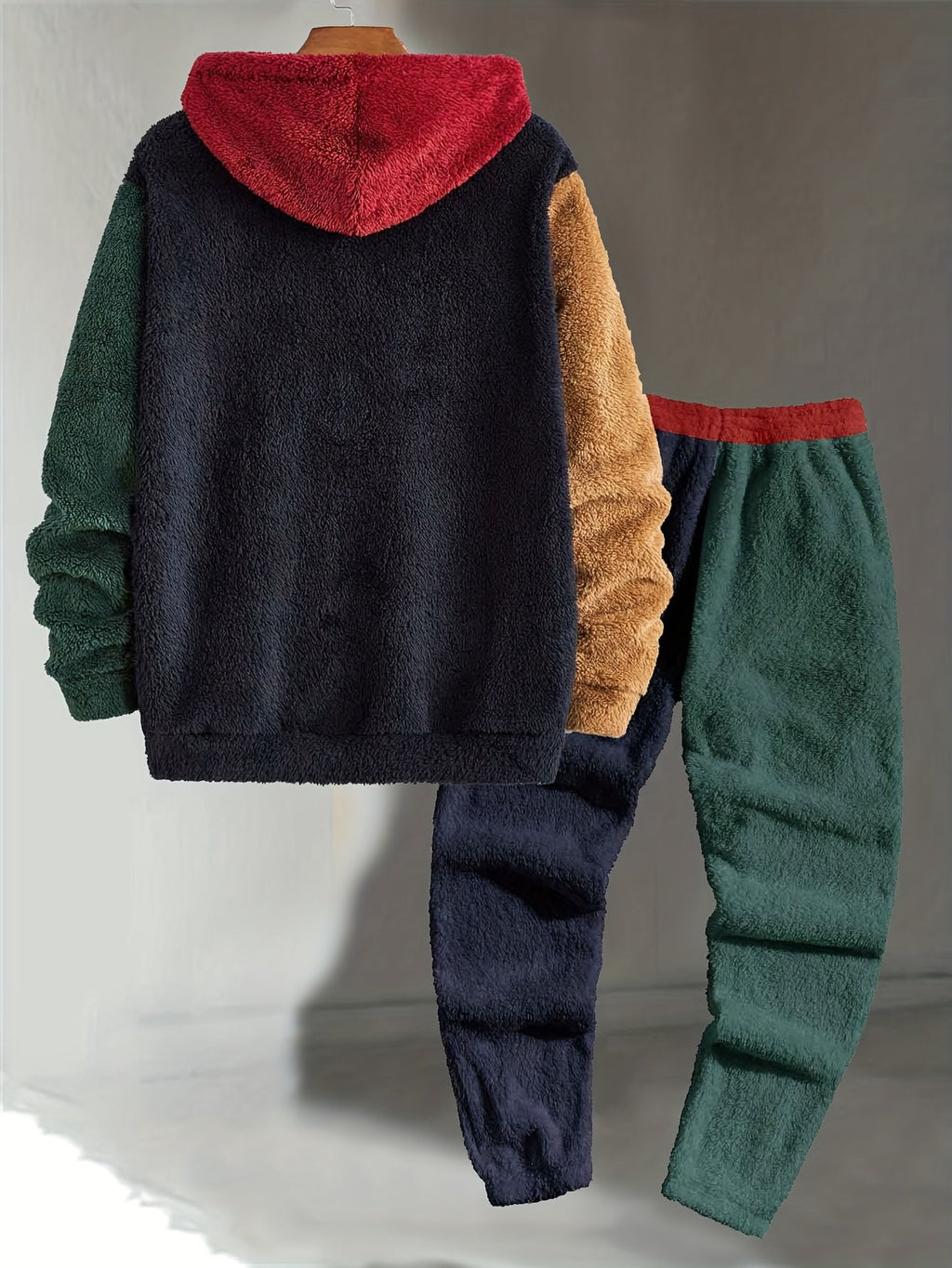 Cozy Color-Block Two-Piece Set – Casual Wear, Comfortable Style