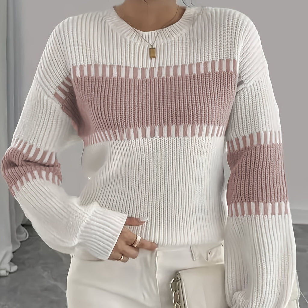 Colour-Block Striped Sweater – Casual Wear, Everyday Style