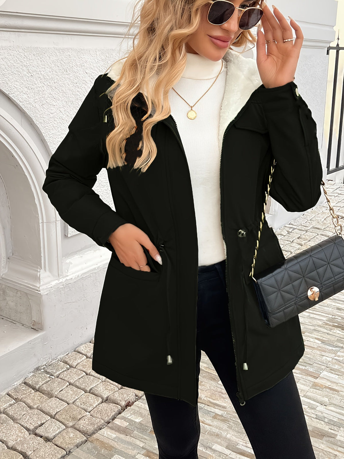 Cozy Hooded Drawstring Jacket – Casual Wear, Outdoor Activities