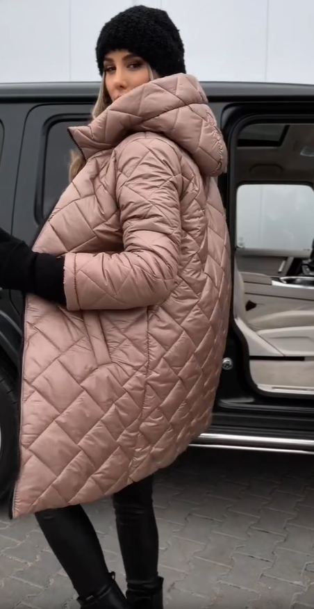 Elegant Quilted Puffer Jacket with Hood – Casual Wear, Winter Fashion