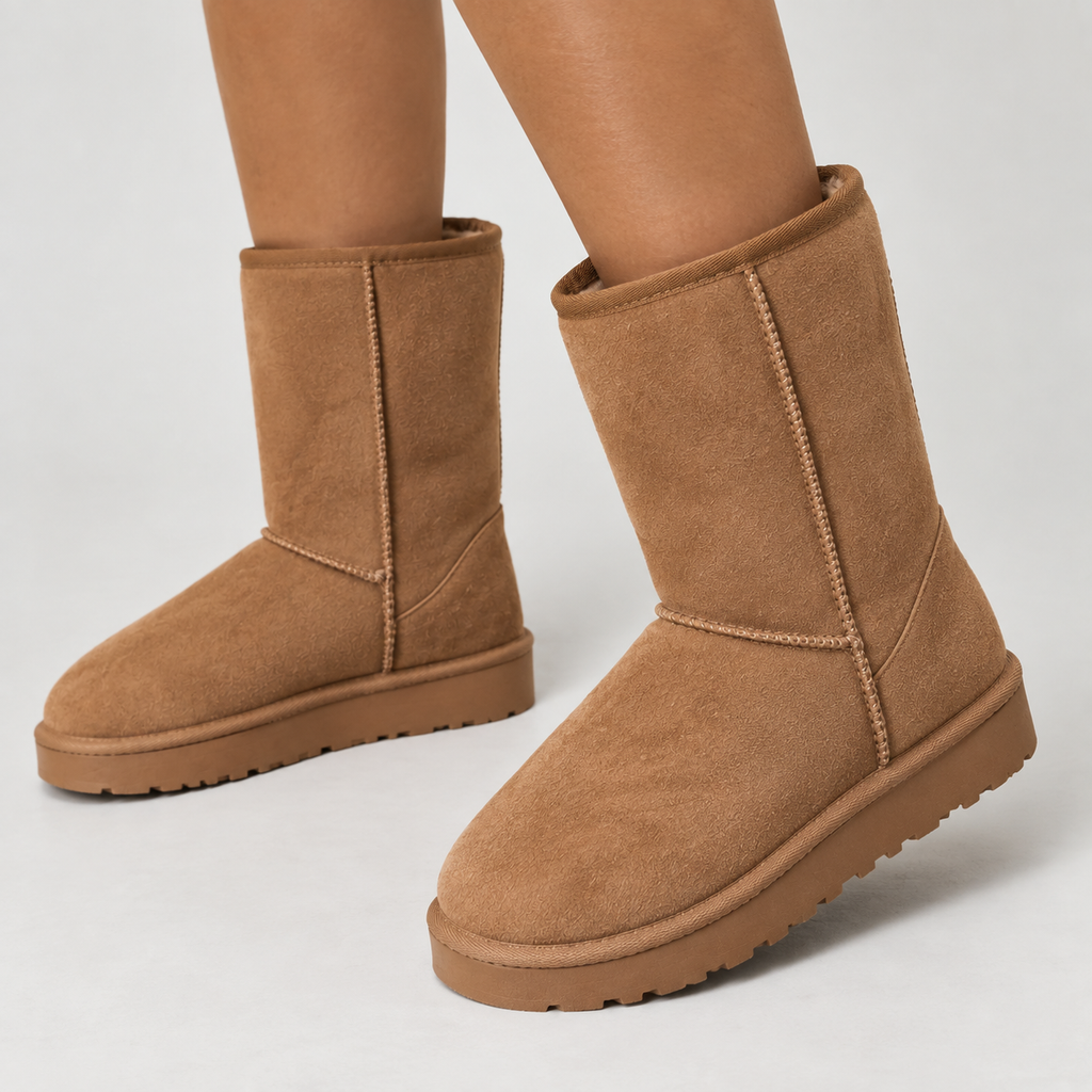 Women’s Winter Suede Mid-Calf Boots with Soft Lining – Casual, Outdoor