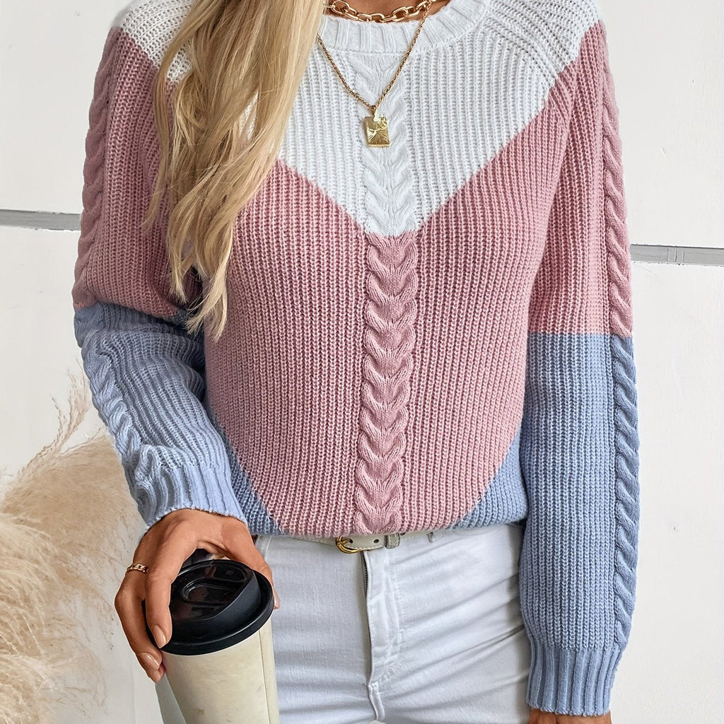 Colorblock Knit Sweater – Casual Wear, Stylish Layering