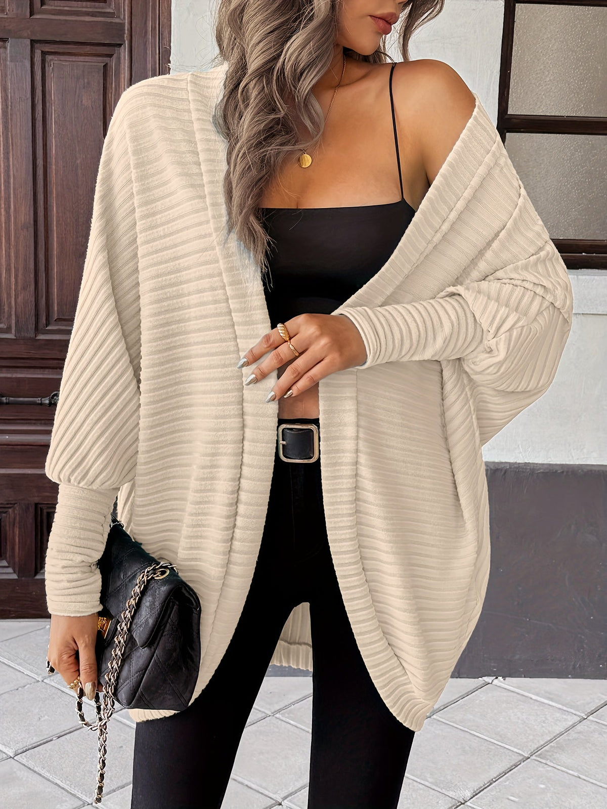 Relaxed Open-Front Cardigan – Casual Wear, Layering
