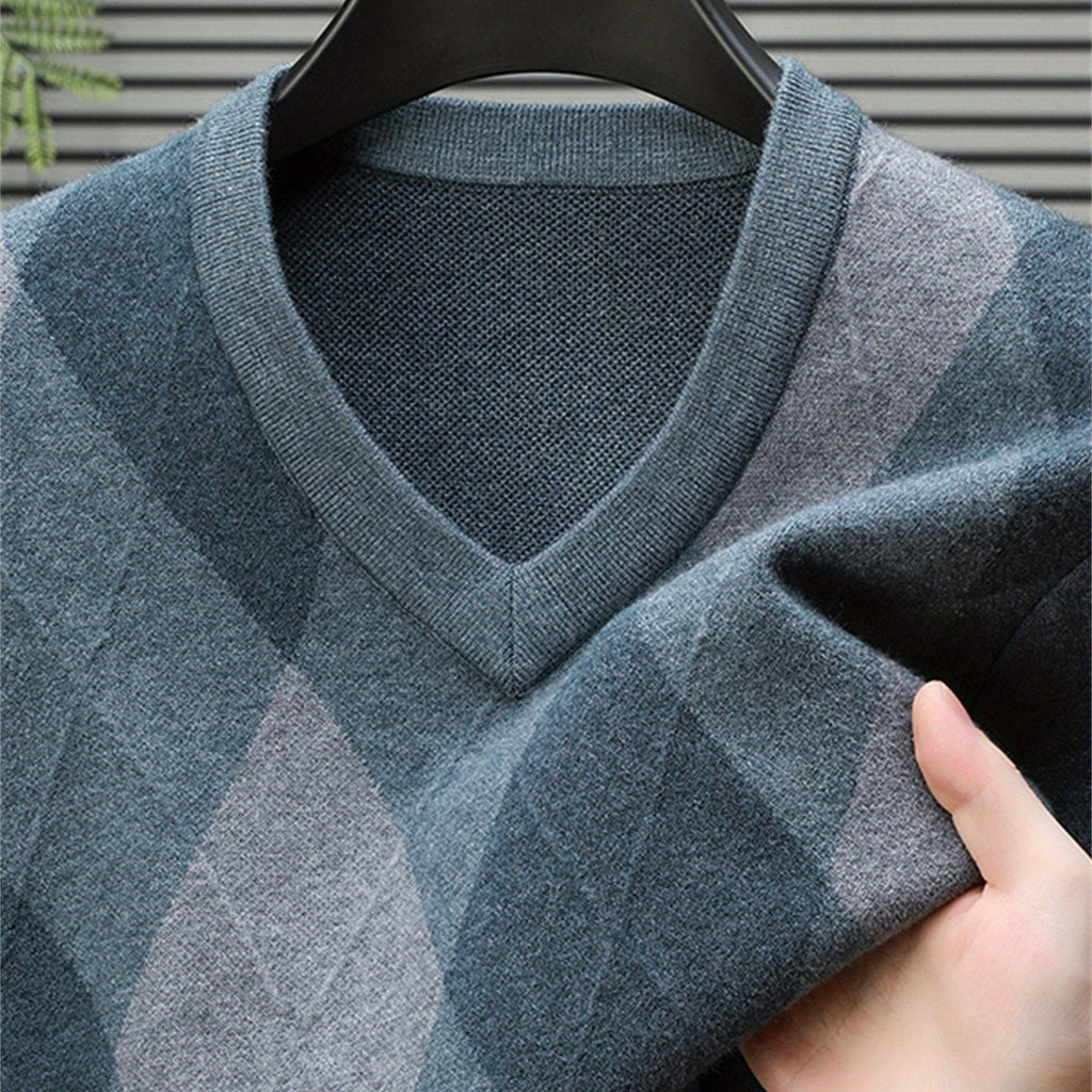 Argyle V-Neck Sweater | Classic Style – Casual Wear, Office Attire