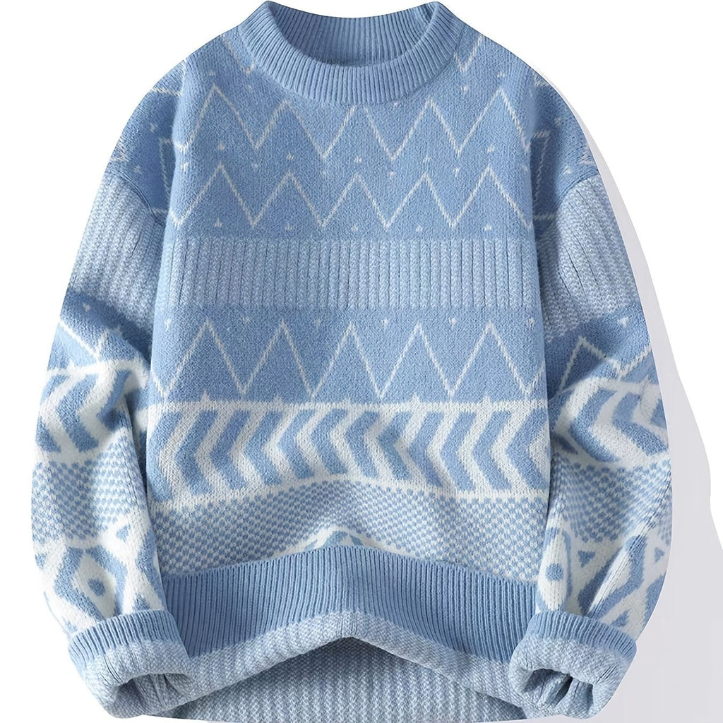 Patterned Crew-Neck Sweater – Casual, Everyday