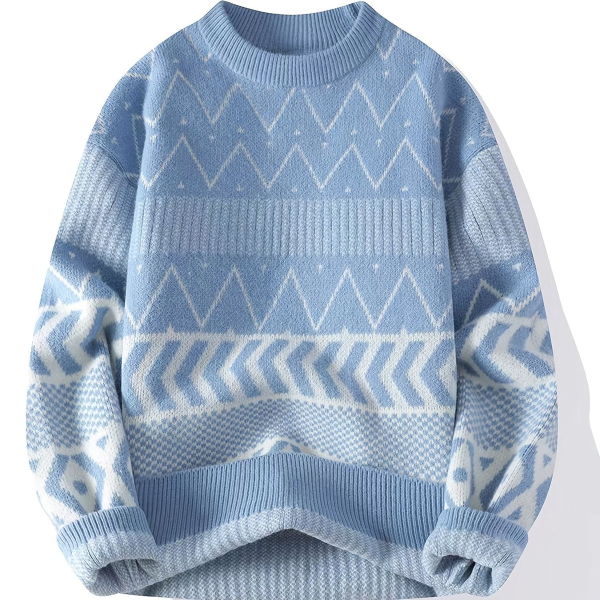 Patterned Crew-Neck Sweater – Casual, Everyday
