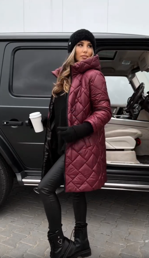 Elegant Quilted Puffer Jacket with Hood – Casual Wear, Winter Fashion
