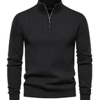 Men's Quarter-Zip Stand Collar Jumper – Black