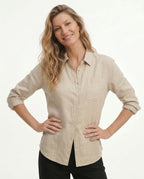 Linen Blouse for Women - Casual Short Sleeve Top for Everyday Wear