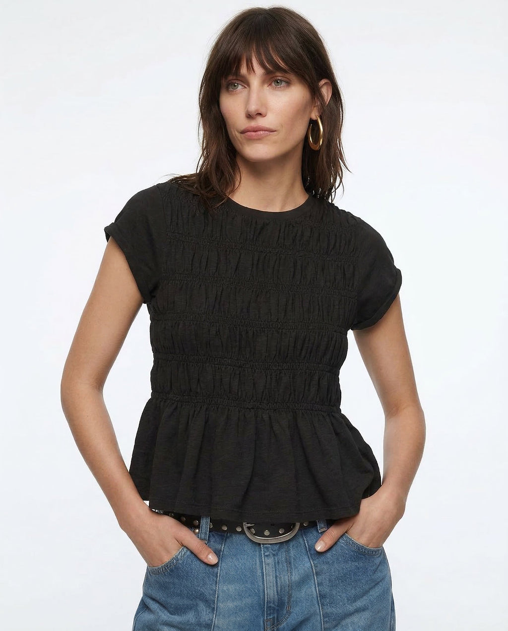 Ruffle Top Blouse - Lightweight Fabric - Casual Wear - Available in Multiple Colors