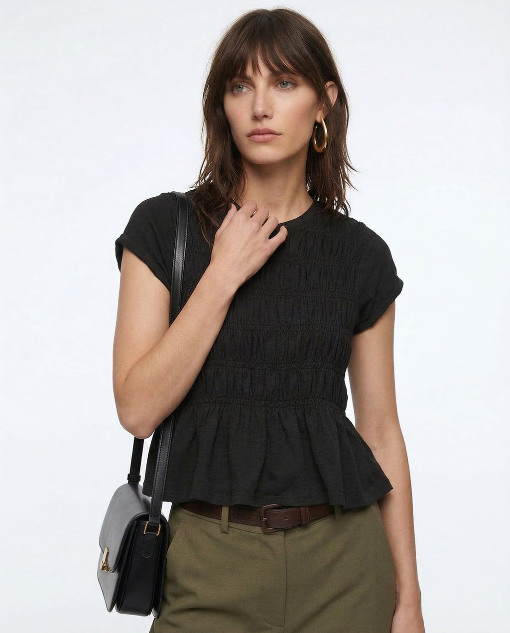 Ruffle Top Blouse - Lightweight Fabric - Casual Wear - Available in Multiple Colors