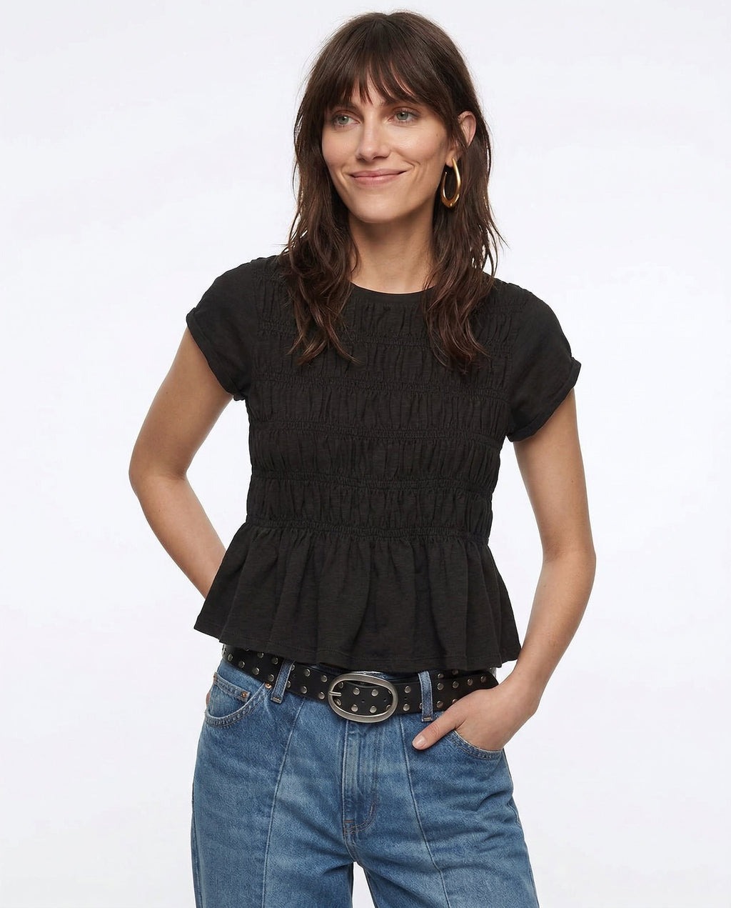 Ruffle Top Blouse - Lightweight Fabric - Casual Wear - Available in Multiple Colors
