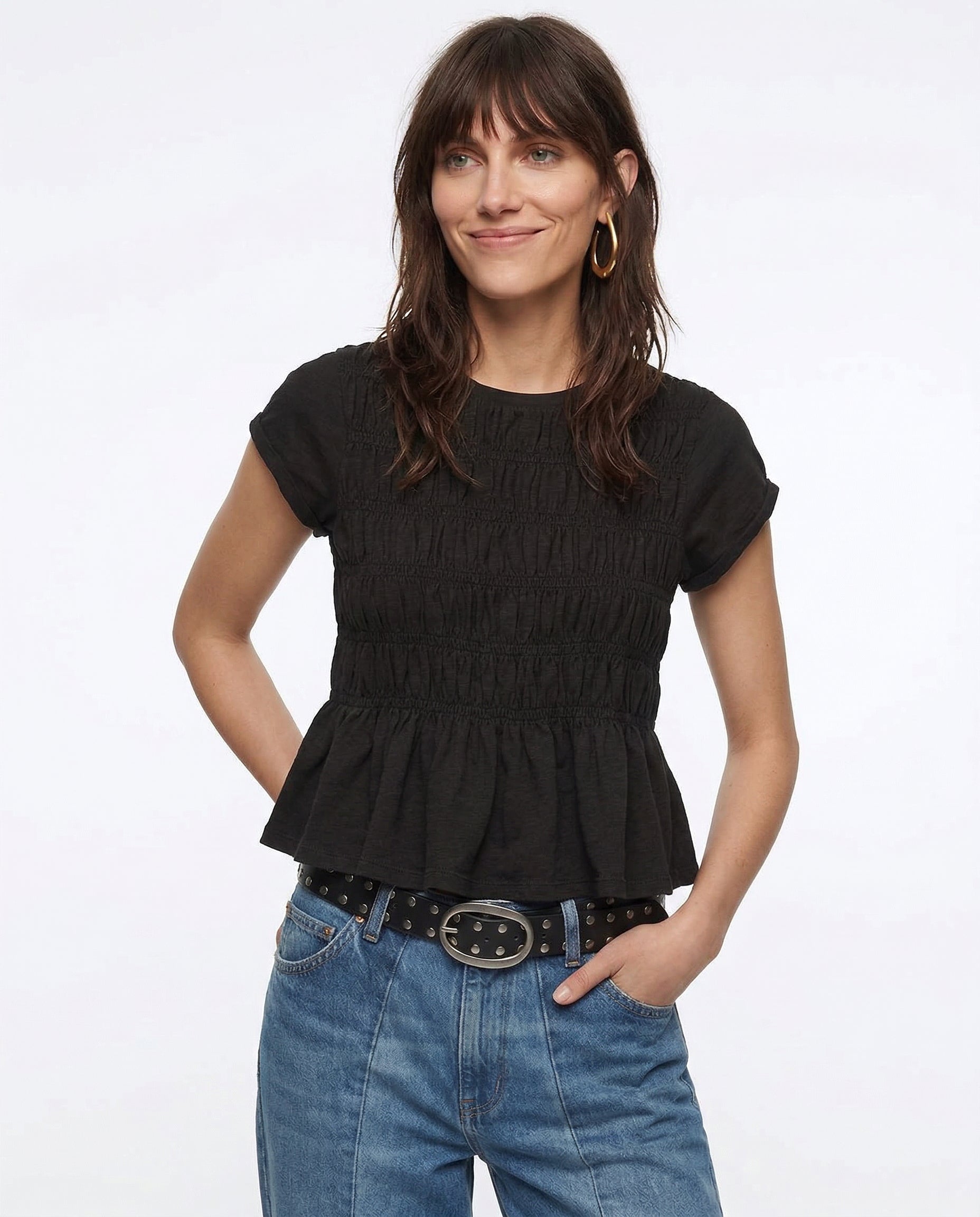 Ruffle Top Blouse - Lightweight Fabric - Casual Wear - Available in Multiple Colors