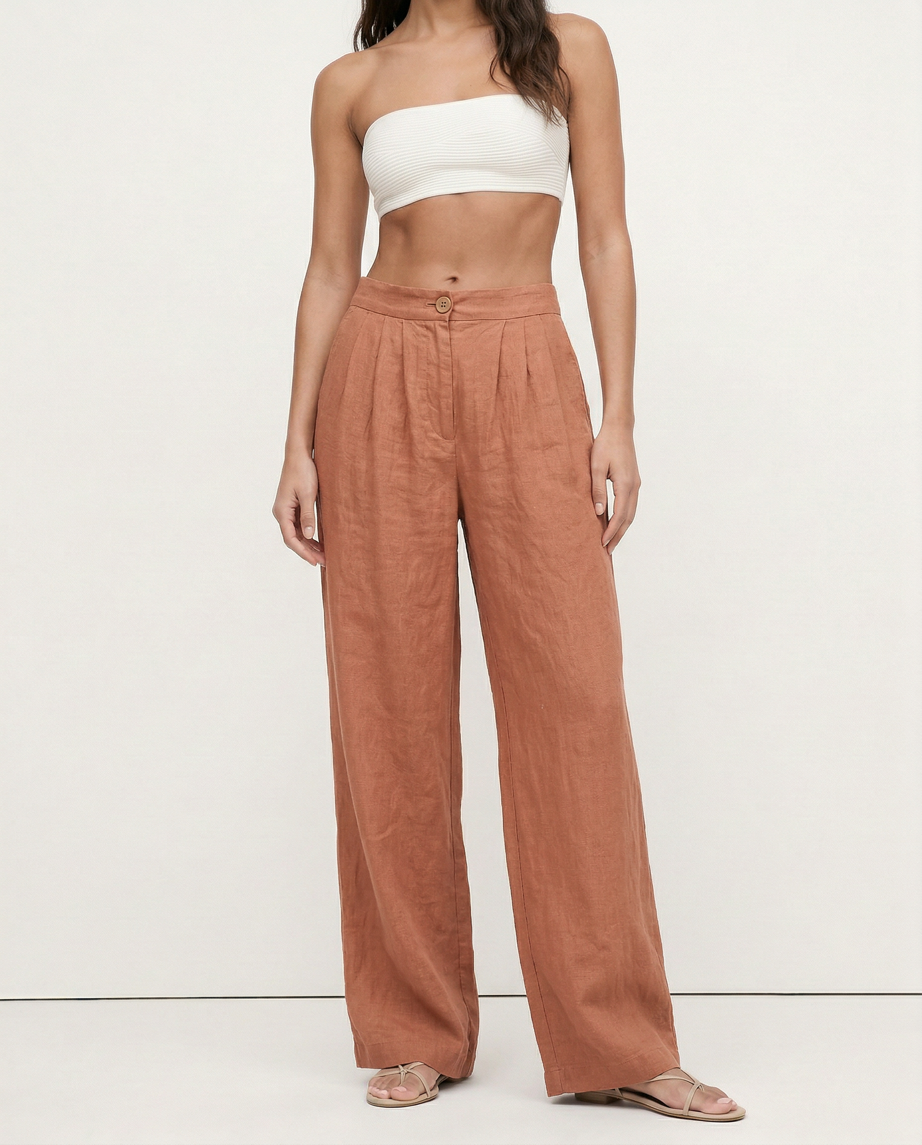 Pleated Linen Culotte Pants for Women - Lightweight, Casual Summer Trousers