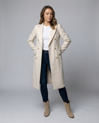 Women's Double-Breasted Winter Coat with Sleeves – Casual, Office