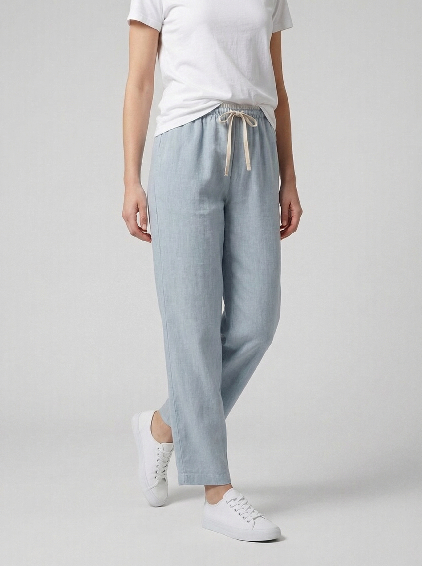 Cotton Linen Drawstring Pants for Women with Pockets - Casual Comfort Wear