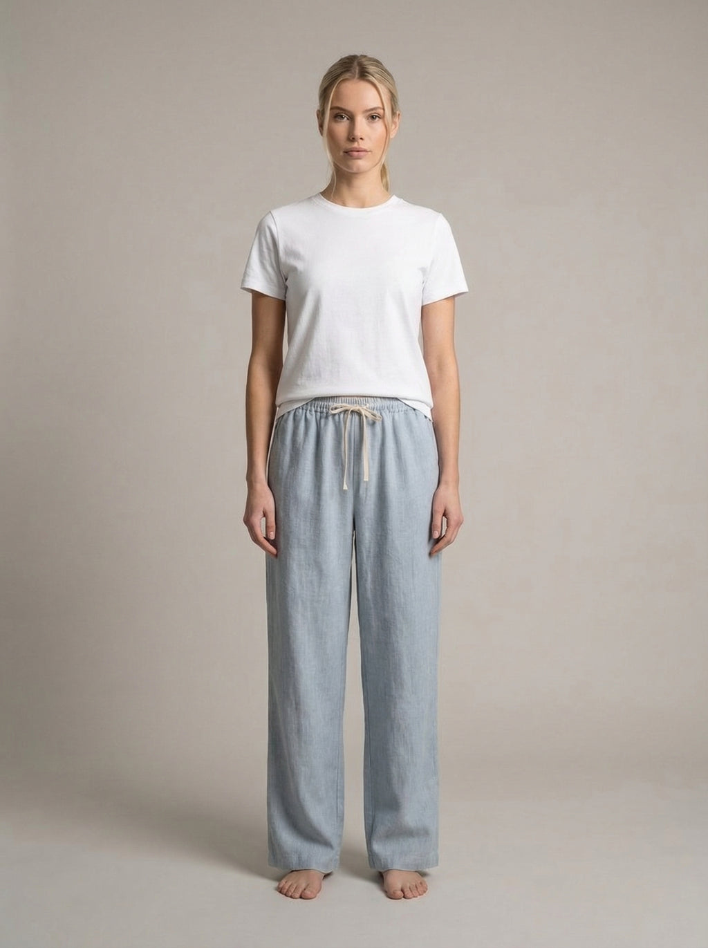 Cotton Linen Drawstring Pants for Women with Pockets - Casual Comfort Wear