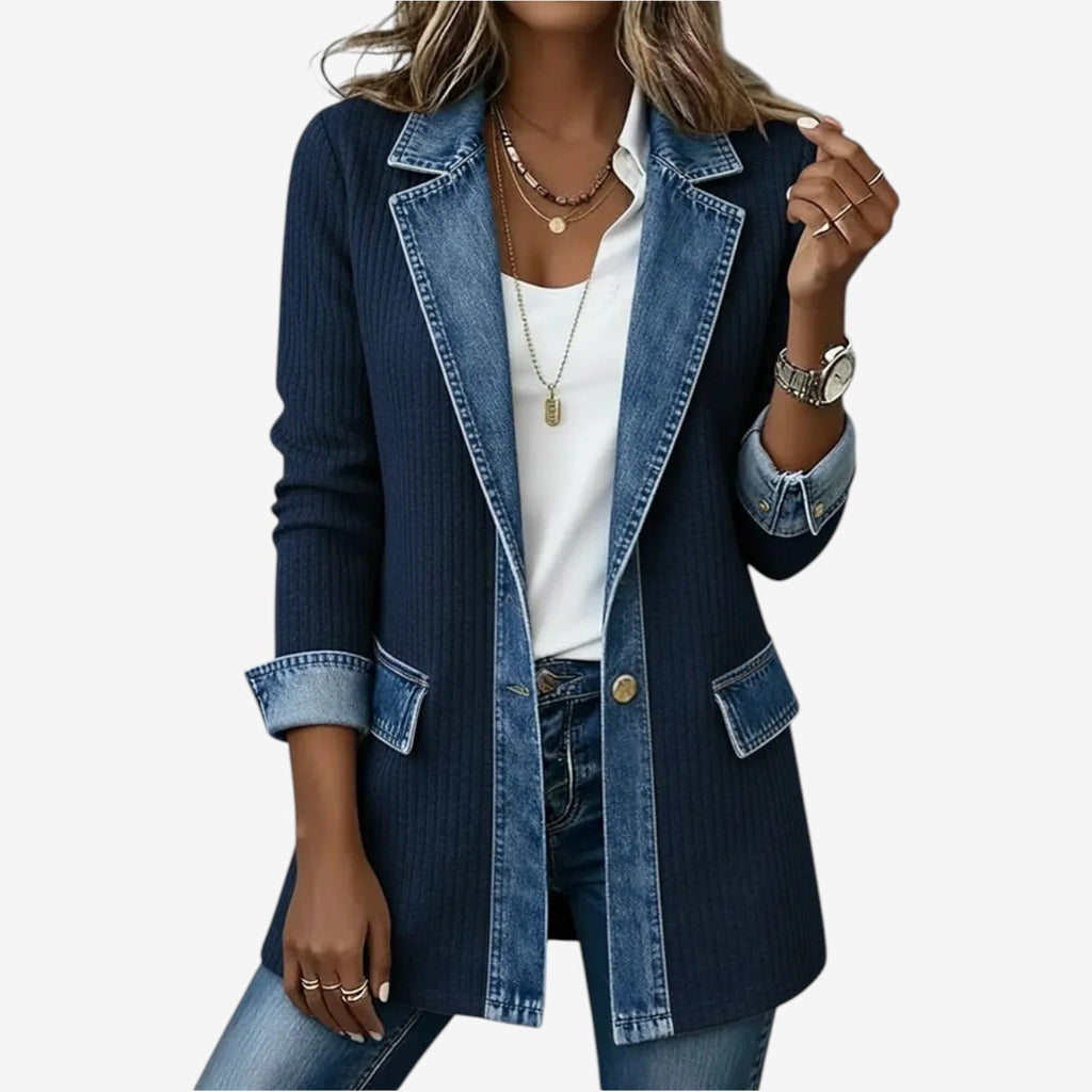 Women's Elegant Layered Collar Button Jacket – Casual, Office