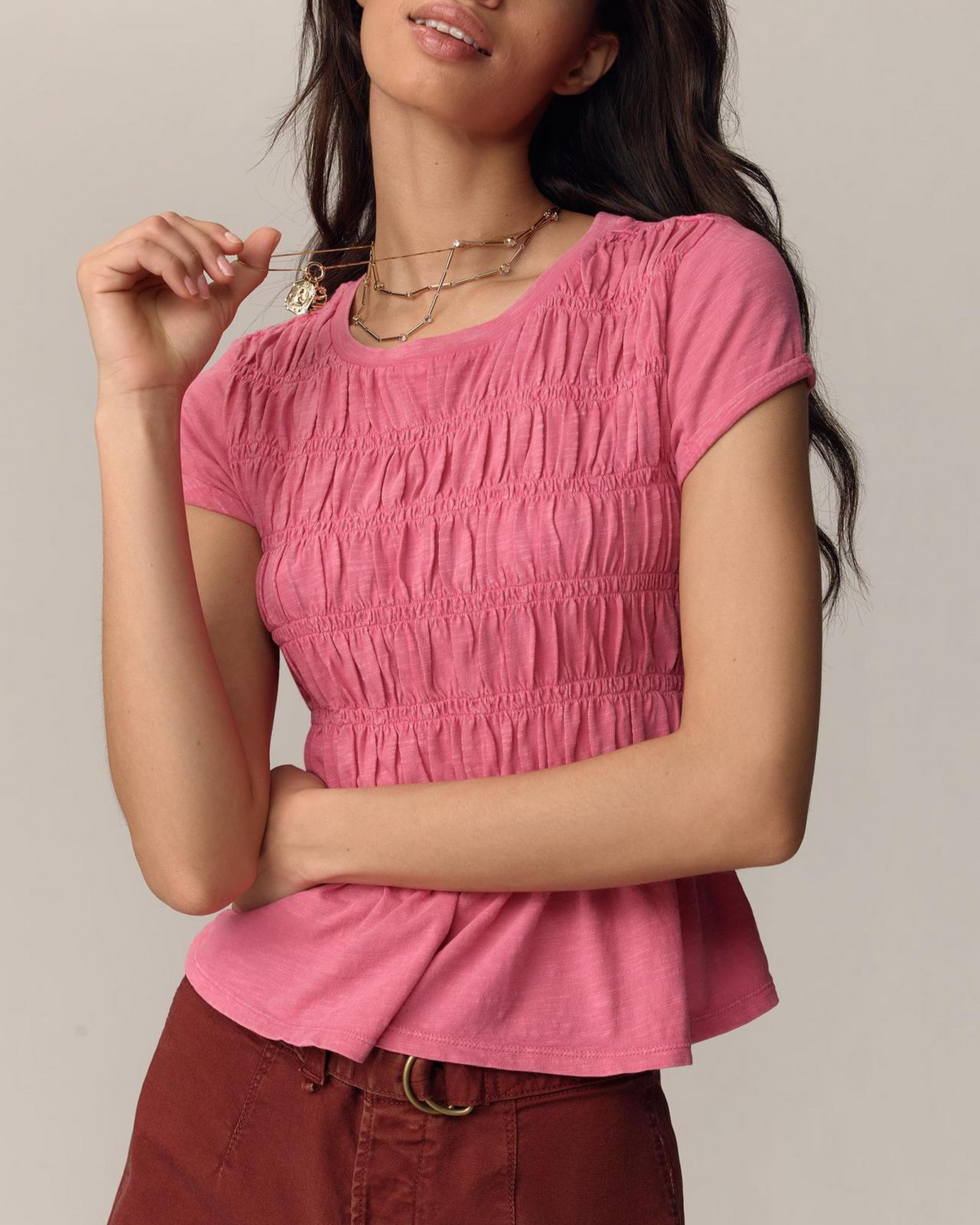 Ruffle Top Blouse - Lightweight Fabric - Casual Wear - Available in Multiple Colors