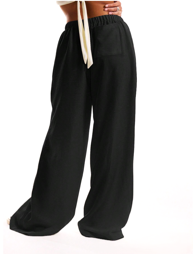 Linen Drawstring Trousers for Women - Casual Lightweight Summer Pants