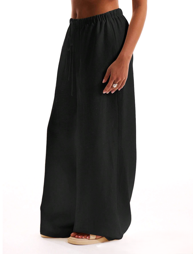Linen Drawstring Trousers for Women - Casual Lightweight Summer Pants