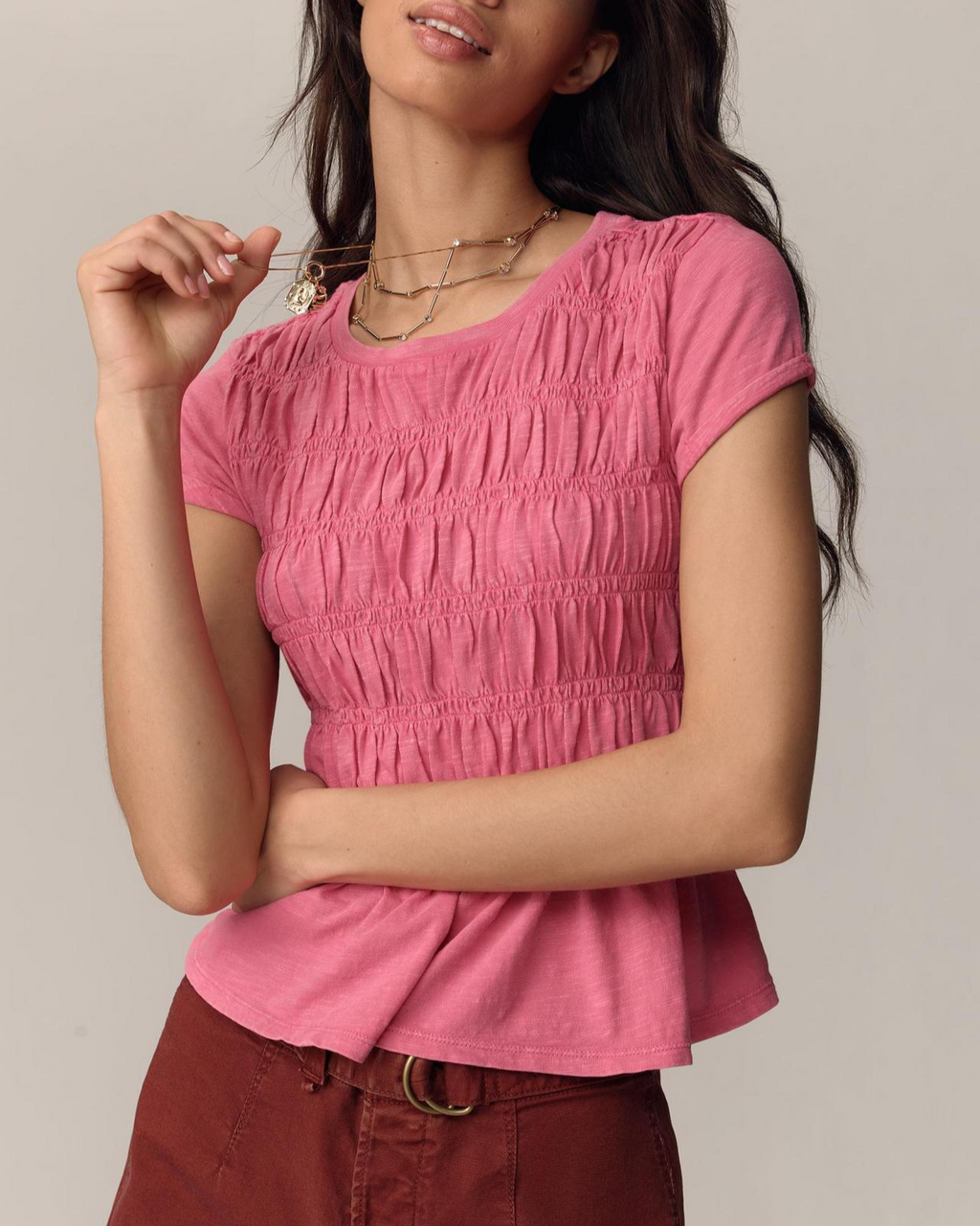 Ruffle Top Blouse - Lightweight Fabric - Casual Wear - Available in Multiple Colors