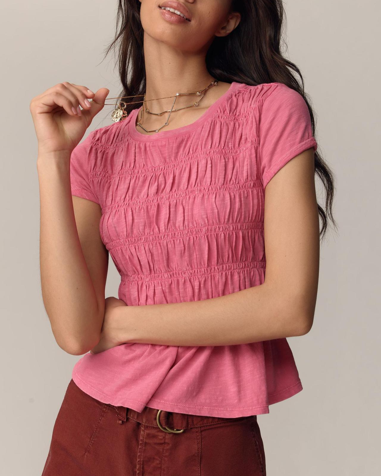 Ruffle Top Blouse - Lightweight Fabric - Casual Wear - Available in Multiple Colors