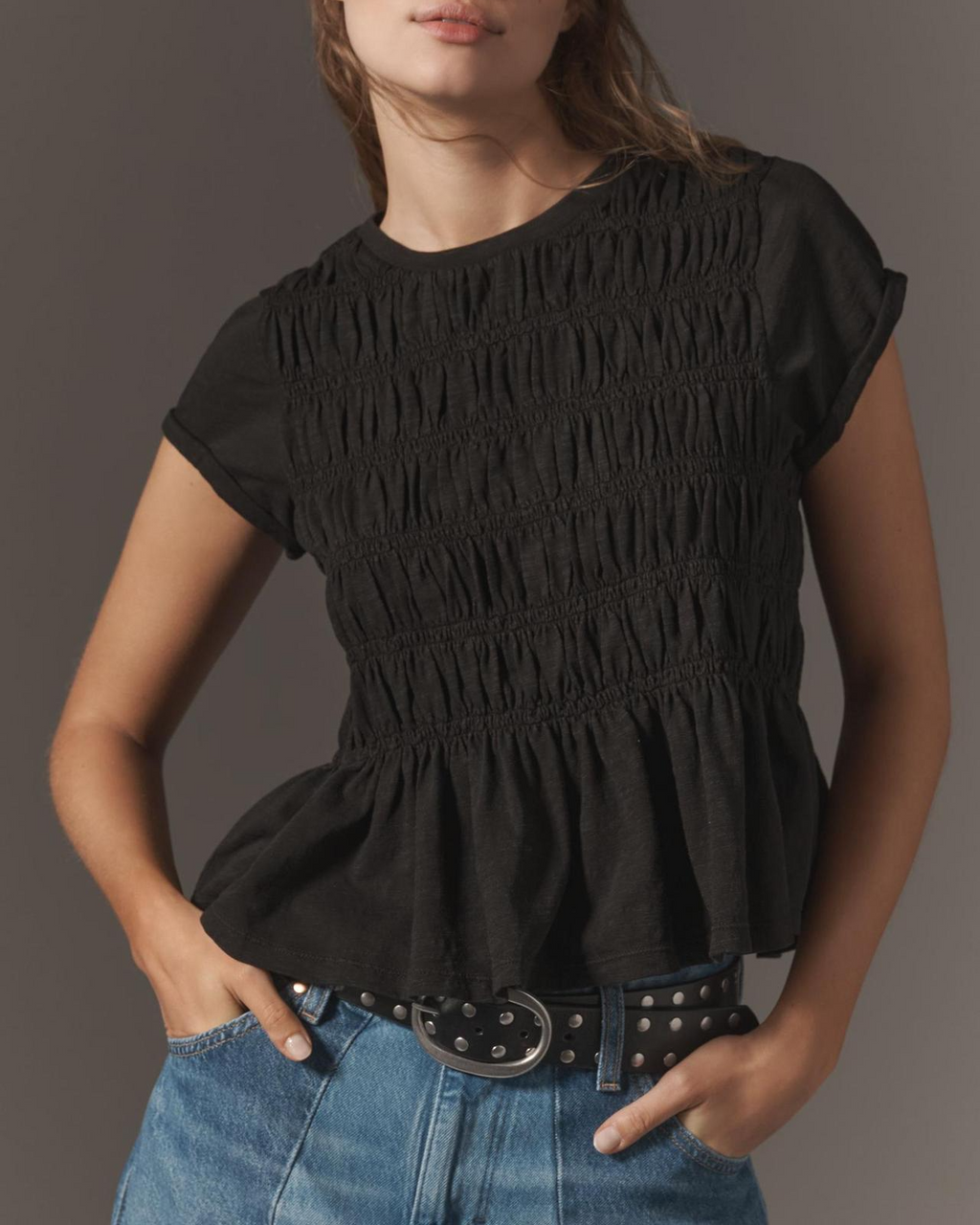 Ruffle Top Blouse - Lightweight Fabric - Casual Wear - Available in Multiple Colors