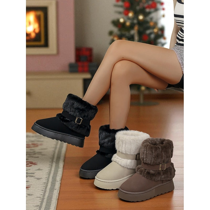 Cozy Fur-Trimmed Snow Boots – Winter Wear, Outdoor Adventures