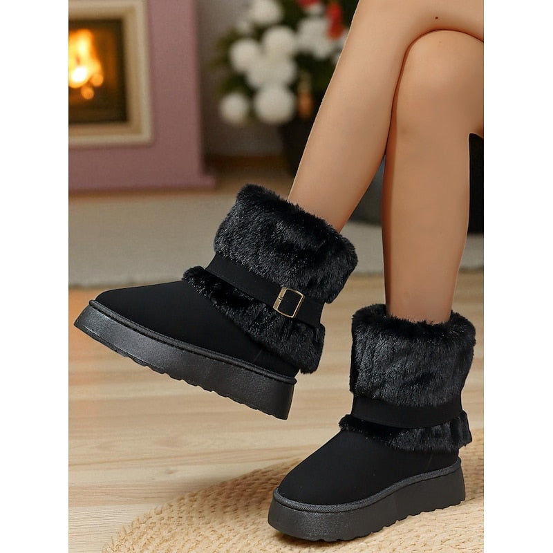 Cozy Fur-Trimmed Snow Boots – Winter Wear, Outdoor Adventures