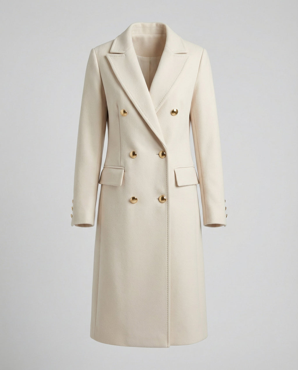 Women's Double-Breasted Winter Coat with Sleeves – Casual, Office