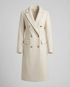 Women's Double-Breasted Winter Coat with Sleeves – Casual, Office