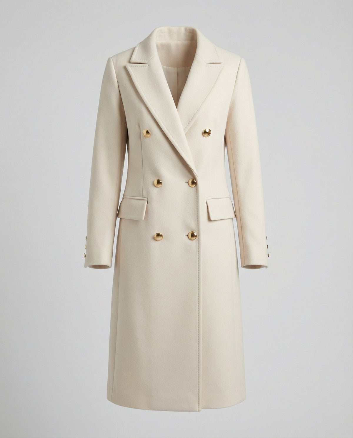 Women's Double-Breasted Winter Coat with Sleeves – Casual, Office